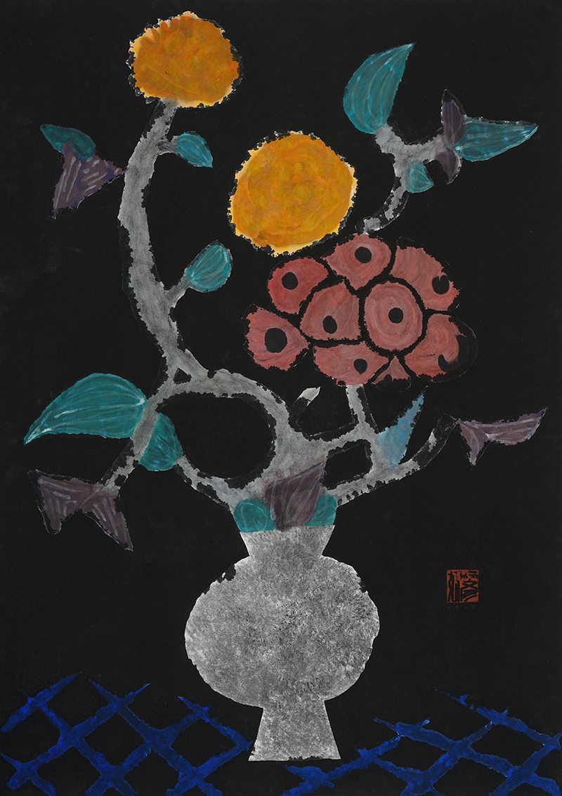 Jang Byeong Eun · Eastbrush · 张炳彥 · black_flower_056 · mixed_media_on_paper · 1189mm_x_841mm · 2025